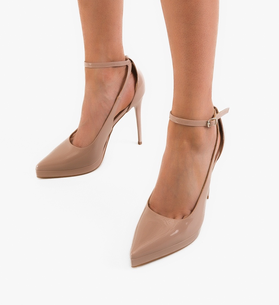 Pantofi dama Mullen Nude cu toc elegant - imagine 3
