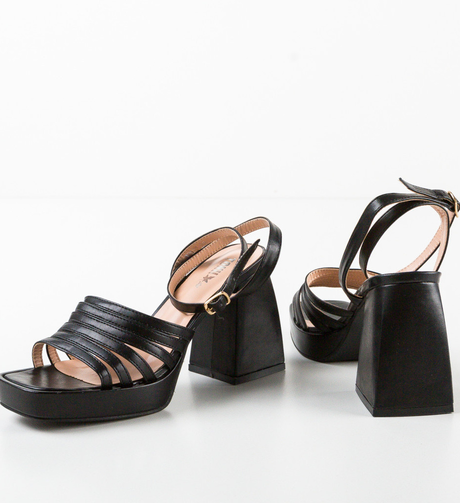 Sandale Tago Negre cu Toc Elegante - imagine 7