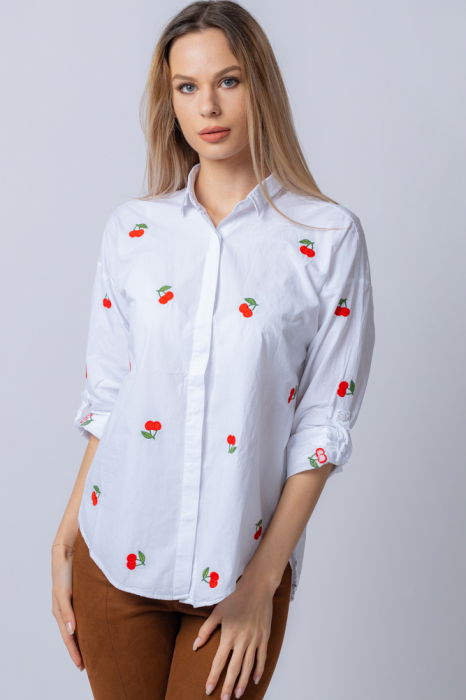 Camasa Shopika cu Broderii Cirese - Eleganta Naturala