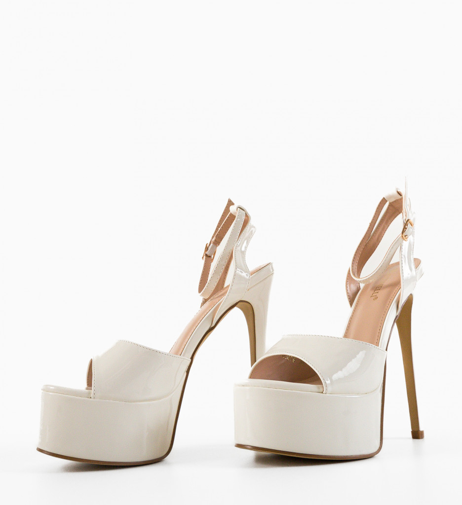 Sandale cu toc Nizizi Albi | Eleganță și Confort - imagine 5