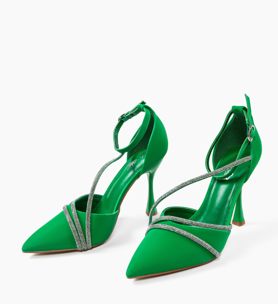 Pantofi dama Fulber Verzi cu Toc Elegant - imagine 6