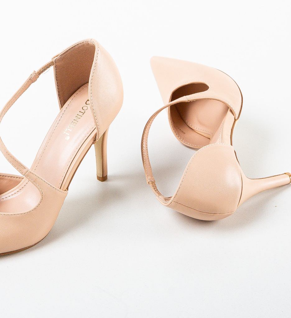 Pantofi Undey Bej | Toc Stiletto Eleganți - imagine 6