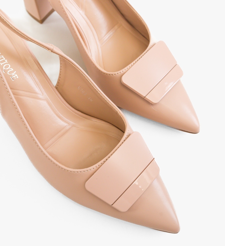 Pantofi Dama Olyva Nude cu Toc Eleganți - imagine 5