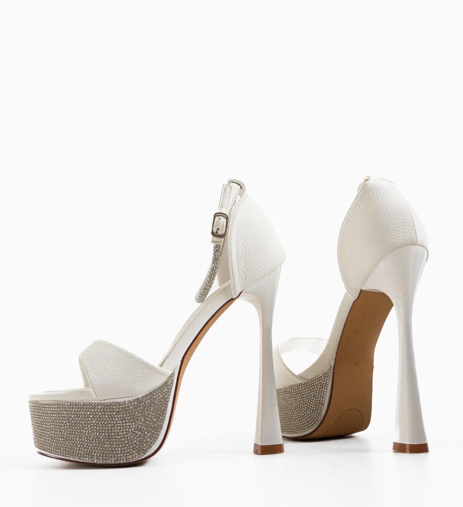 Sandale cu Toc Inhel Albe | Eleganță Modernă - imagine 5