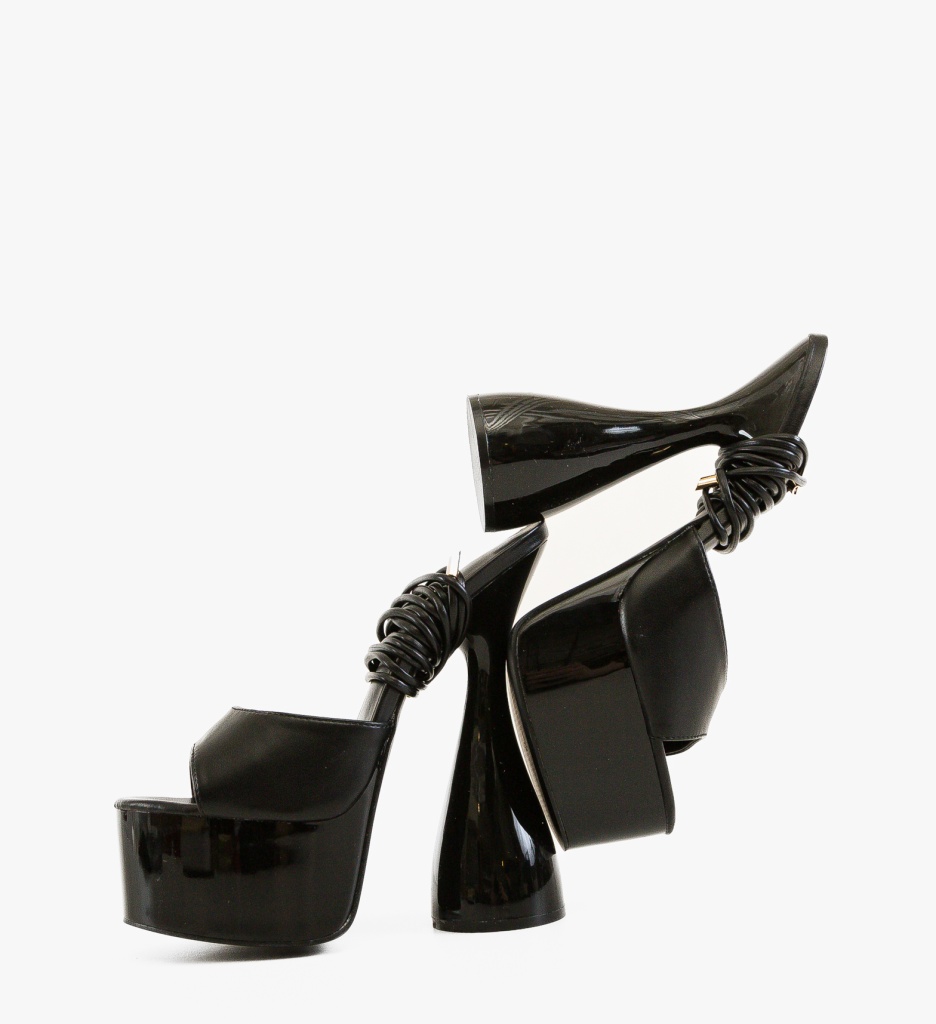 Sandale Sarlaar Negre cu Toc Elegant - imagine 5