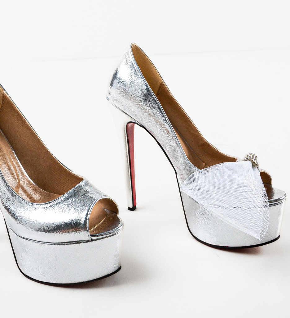 Pantofi cu toc Nikmalo Argintii - Eleganță garantată - imagine 4
