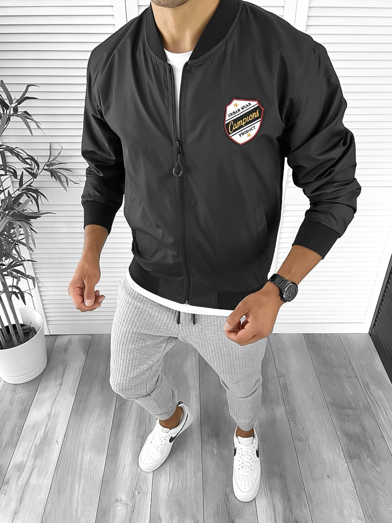 Geaca barbati toamna neagra subtire 12334 - imagine 2