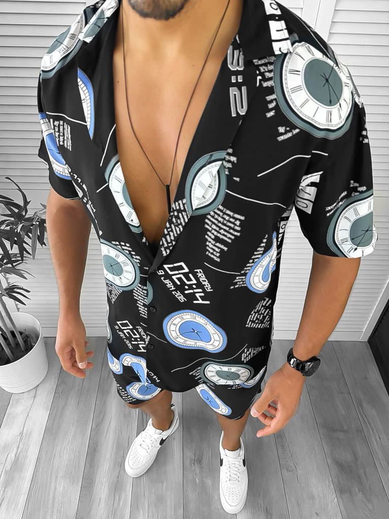 Compleu Vară Bărbați Camasă + Pantaloni Imprimeu