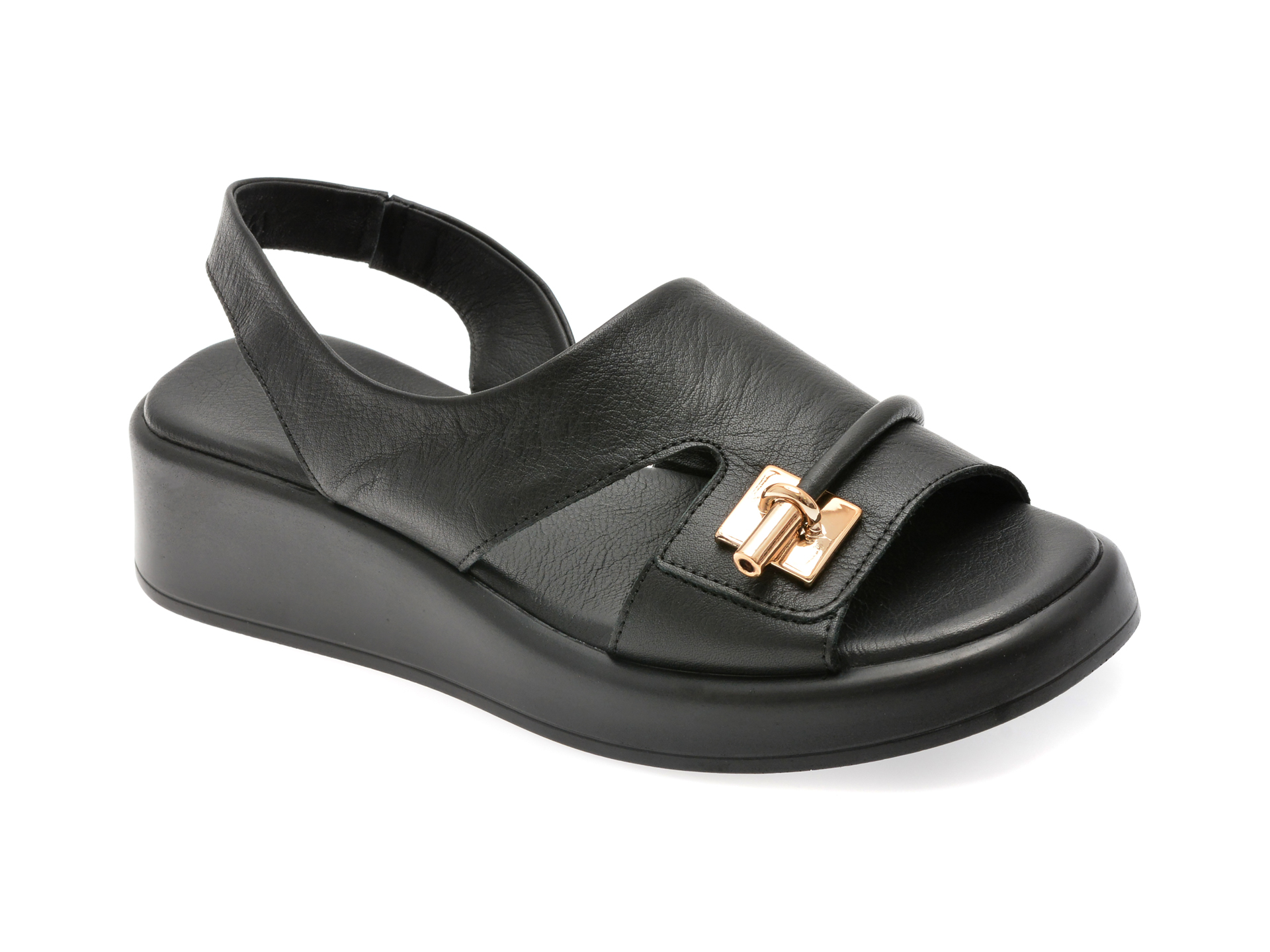 Sandale IMAGE Negre din Piele Naturală - Eleganță și Confort