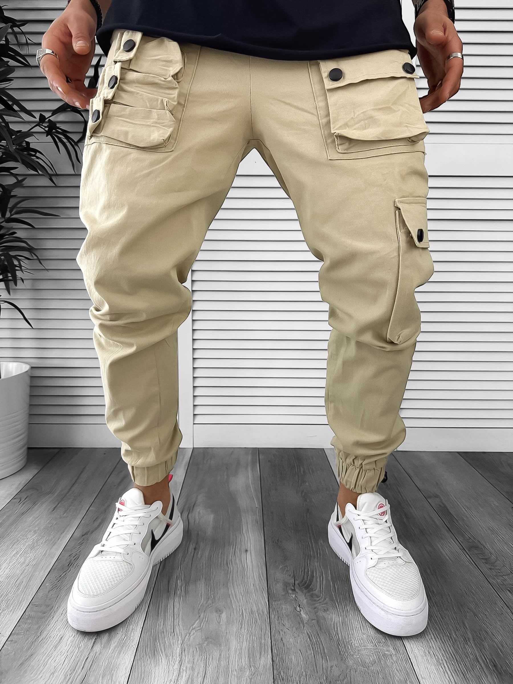 Pantaloni Trening Cargo Conici Bej | Stil & Confort