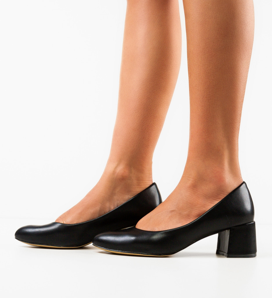 Pantofi Bubay Negri Eleganți cu Toc - imagine 2