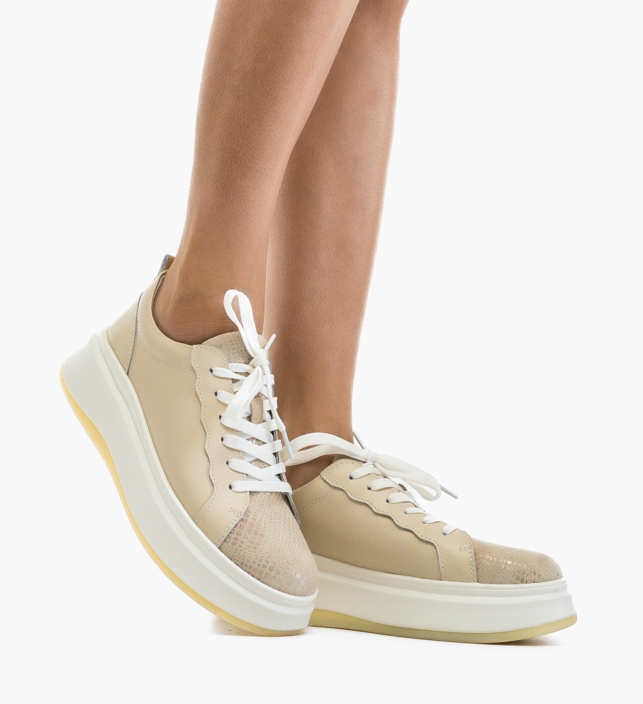 Pantofi Casual Priki Bej Eleganți - imagine 4