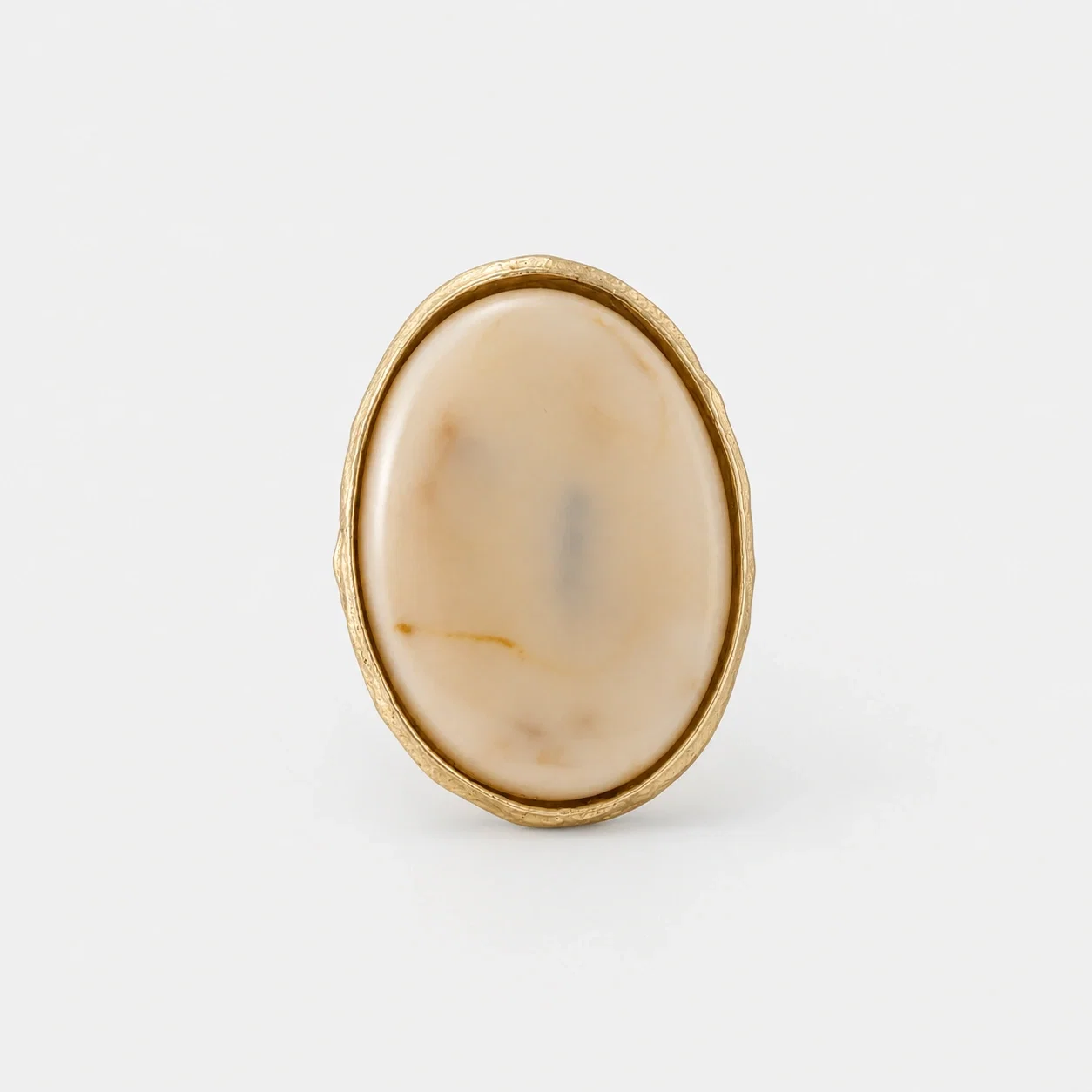 Inel reglabil din otel inoxidabil cu insert Ivory, design statement