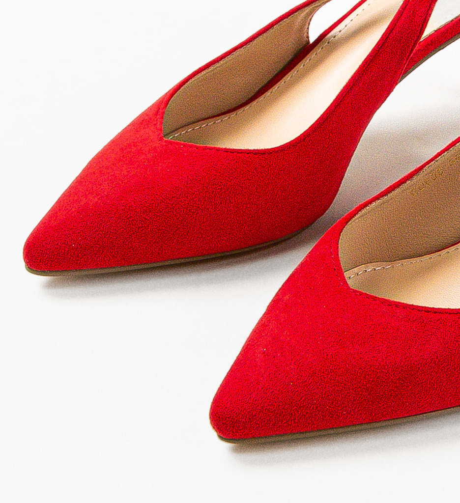 Pantofi Amdoryt Rosii cu Toc Eleganți - imagine 6