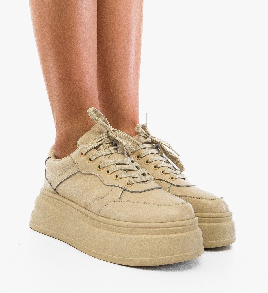 Sneakers Dama Momda Bej - Confort Sport - imagine 4