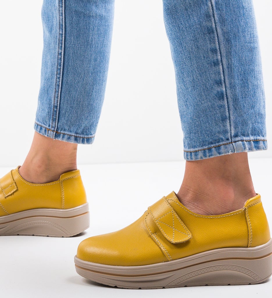 Pantofi Onionte Galbeni | Stil Casual Confortabil - imagine 2