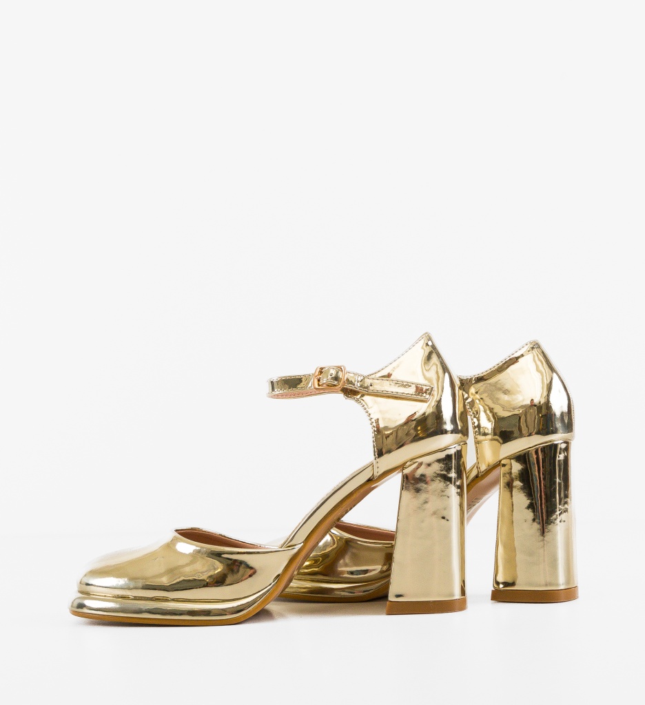 Pantofi Dama Frazer Aurii Eleganți cu Toc - imagine 14
