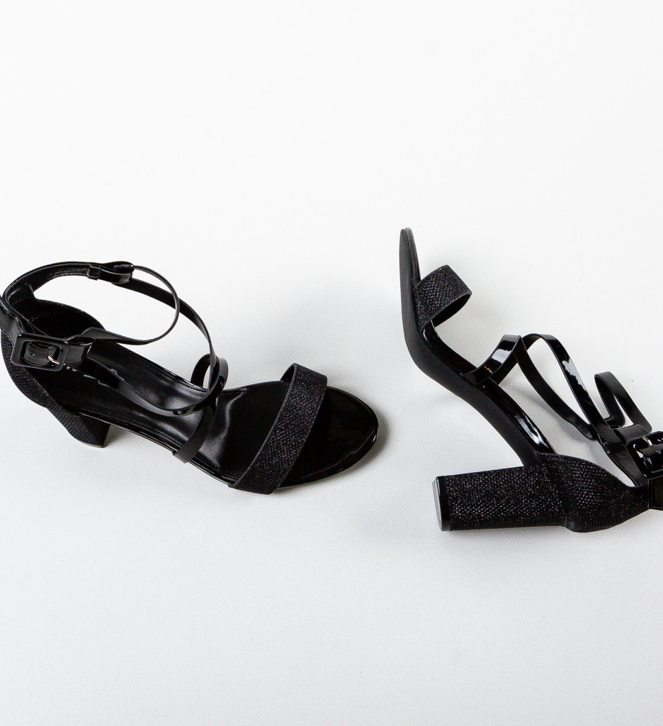 Sandale Cafere Negre Elegante | Toc Comfort - imagine 6