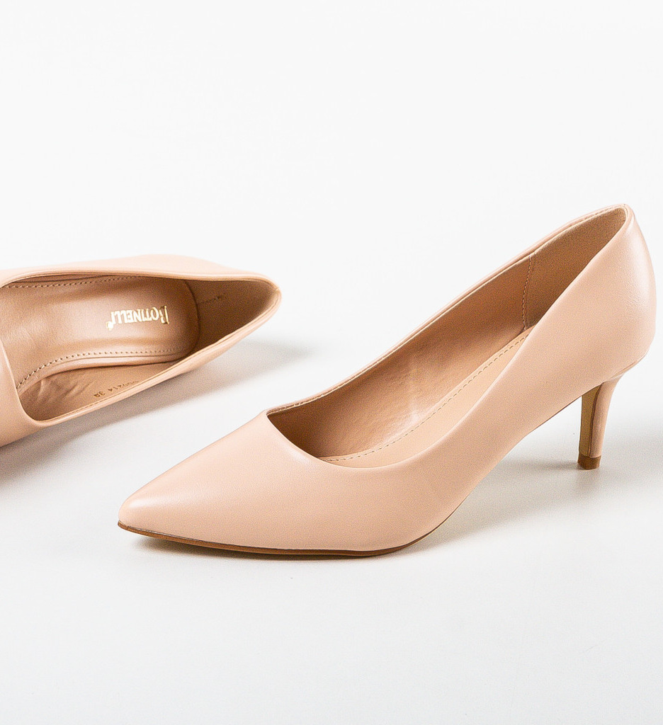Pantofi Cheloo Nude cu toc elegant - imagine 6
