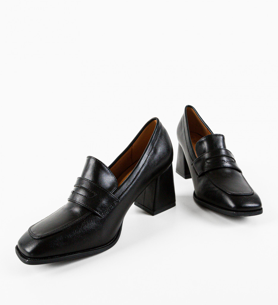 Pantofi Salas Negri Eleganți cu Toc - imagine 8