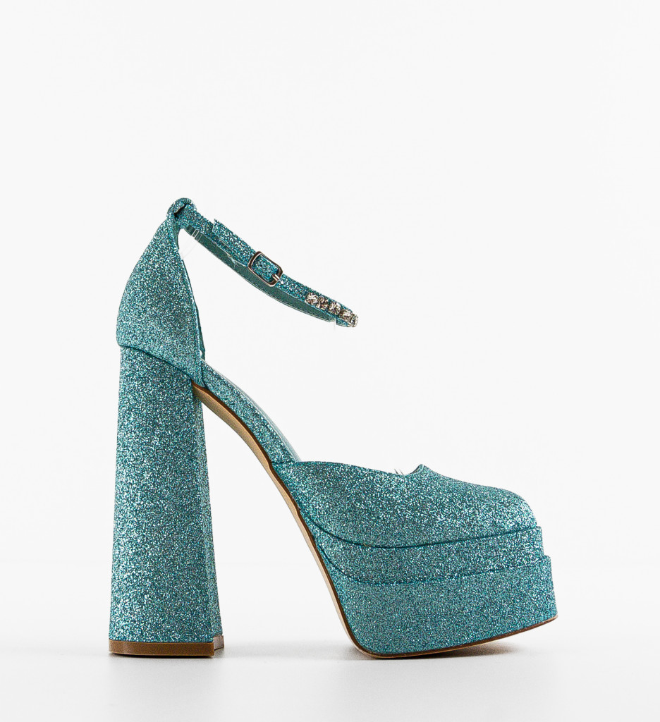 Pantofi Vestrok Albastri cu Toc Eleganți - imagine 4
