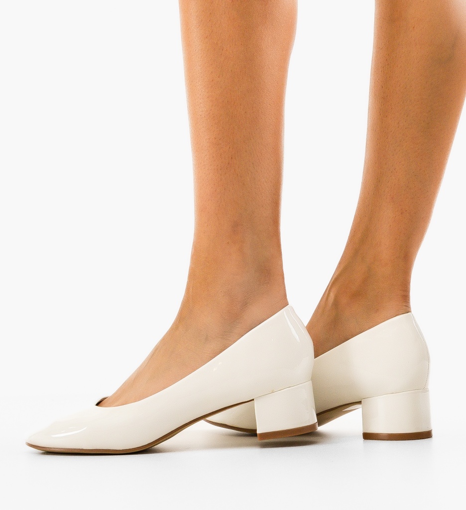 Pantofi Kubob Albi cu Toc Elegant - imagine 3