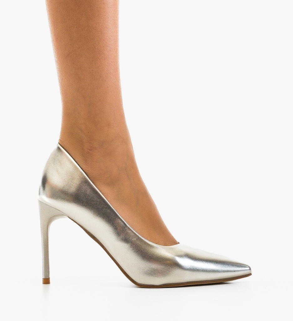 Pantofi Stiletto Neybar Argintii Eleganți - imagine 3