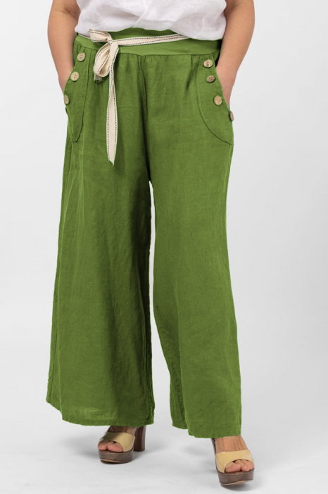 Pantaloni din In Verde Oliv, Talie Unica, Shopika