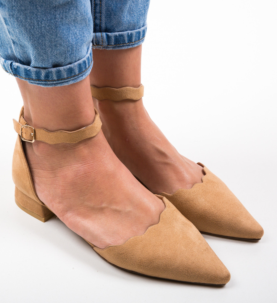 Pantofi Wood Camel cu toc elegant - Stil rafinat - imagine 3