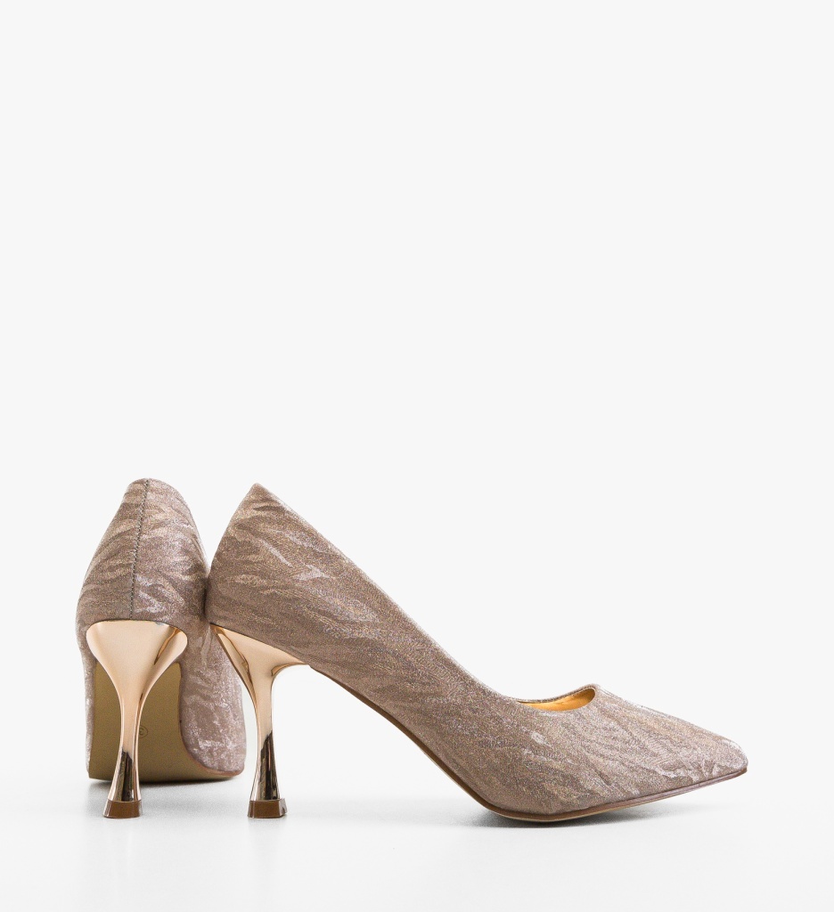 Pantofi dama cu toc Coral Aurii eleganți - imagine 6