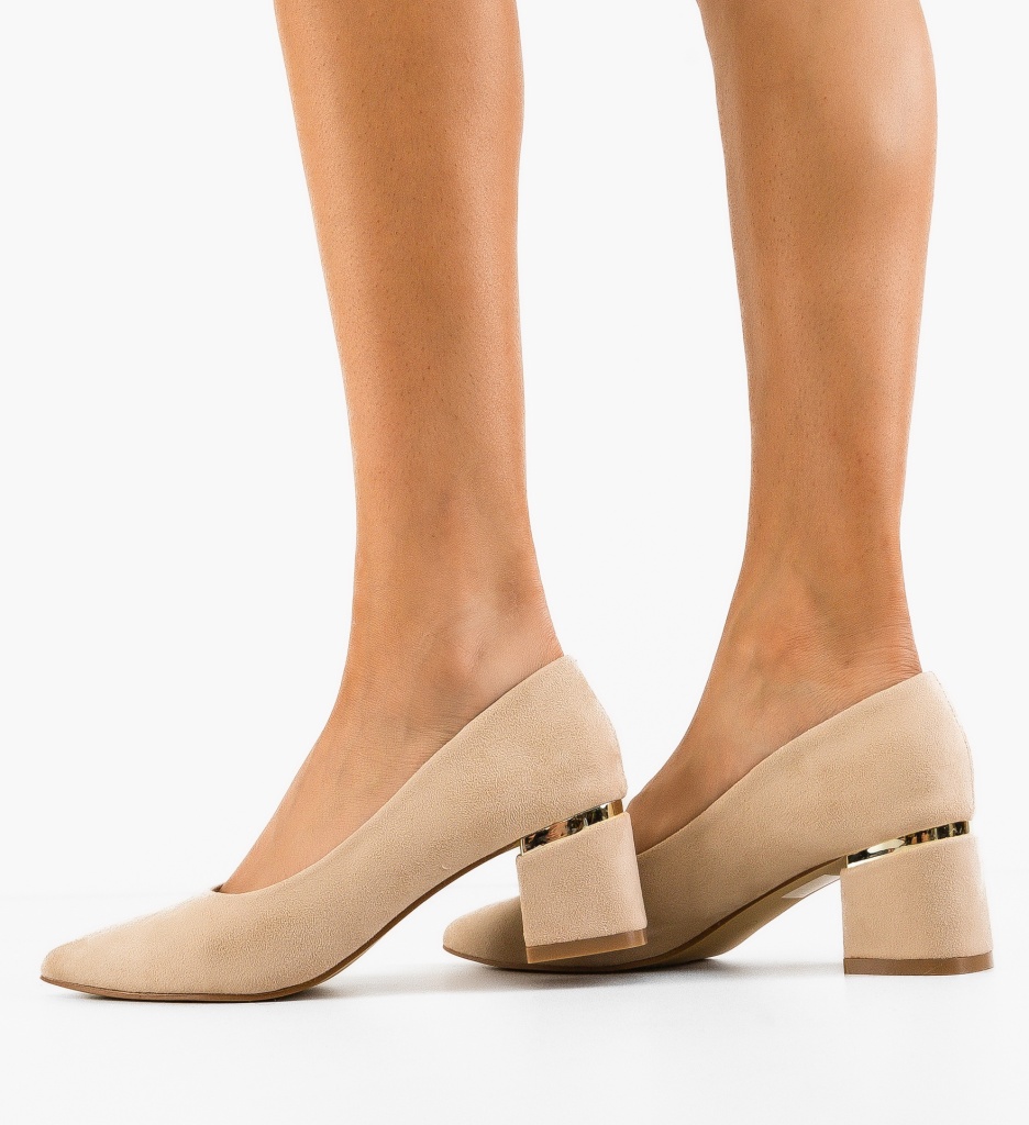 Pantofi Hazmelo Eleganți Bej - imagine 3