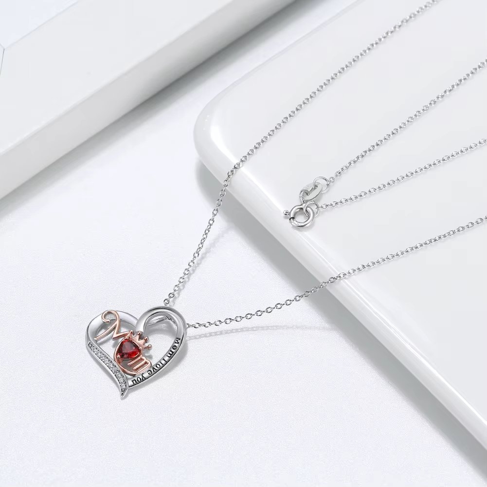 Lantisor Argint "Mom" Delis cu Granat - imagine 3