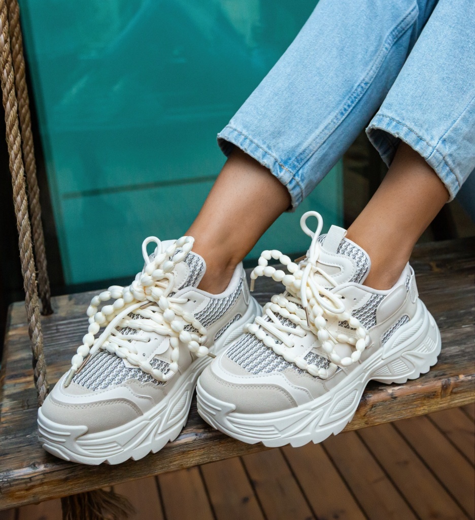 Sneakers Dama Lyud Bej - Confort și Stil - imagine 4