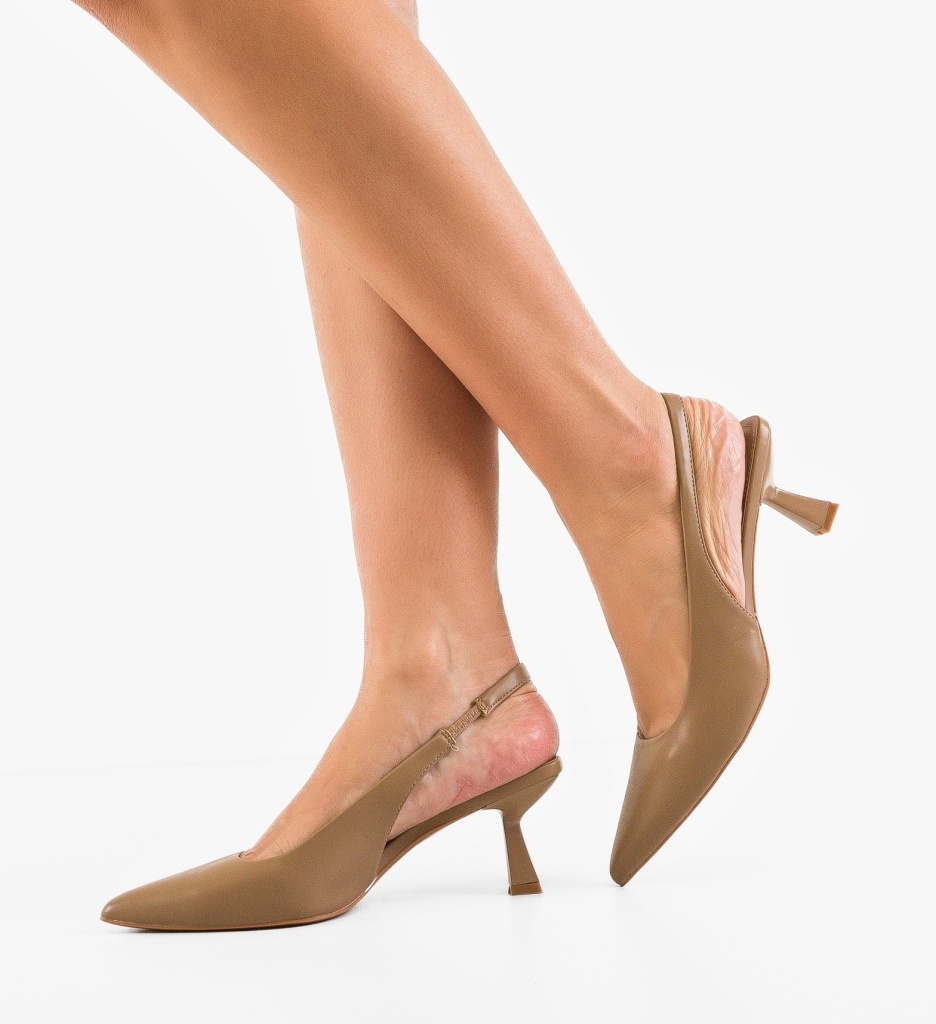 Pantofi dama Massey Khaki eleganți - imagine 5
