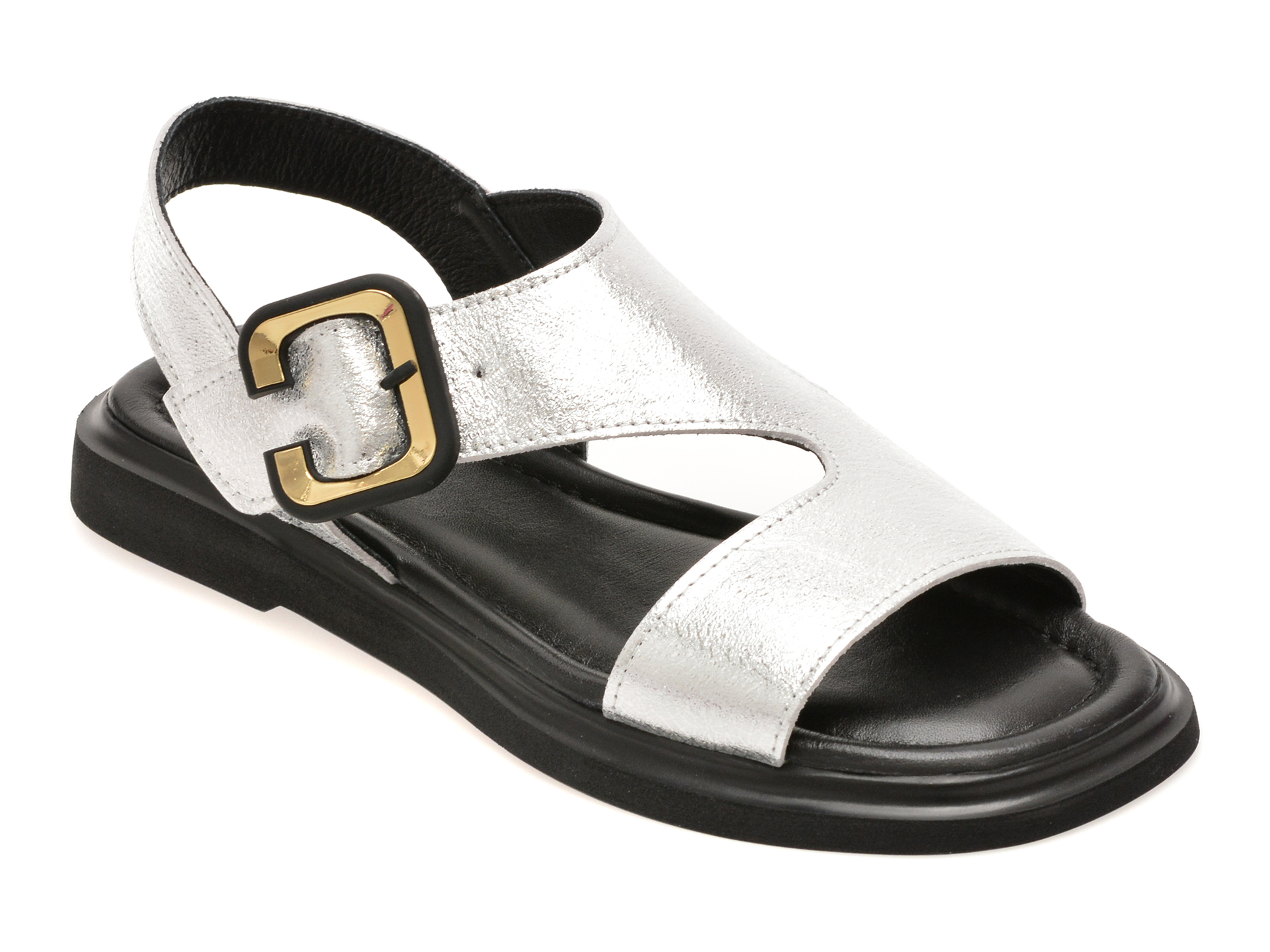 Sandale GOLD DEER Argintii Piele Naturala