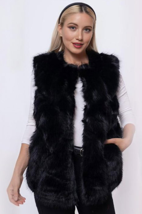 Vesta Blăniță Neagră Pufoasă Shopika - Eleganță maximă - imagine 2