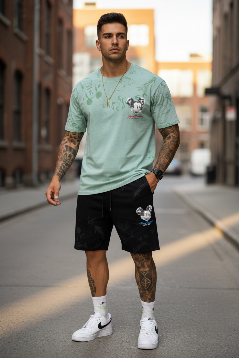 Trening barbati slim fit vernil Pantaloni + tricou 2120 D4-4.2