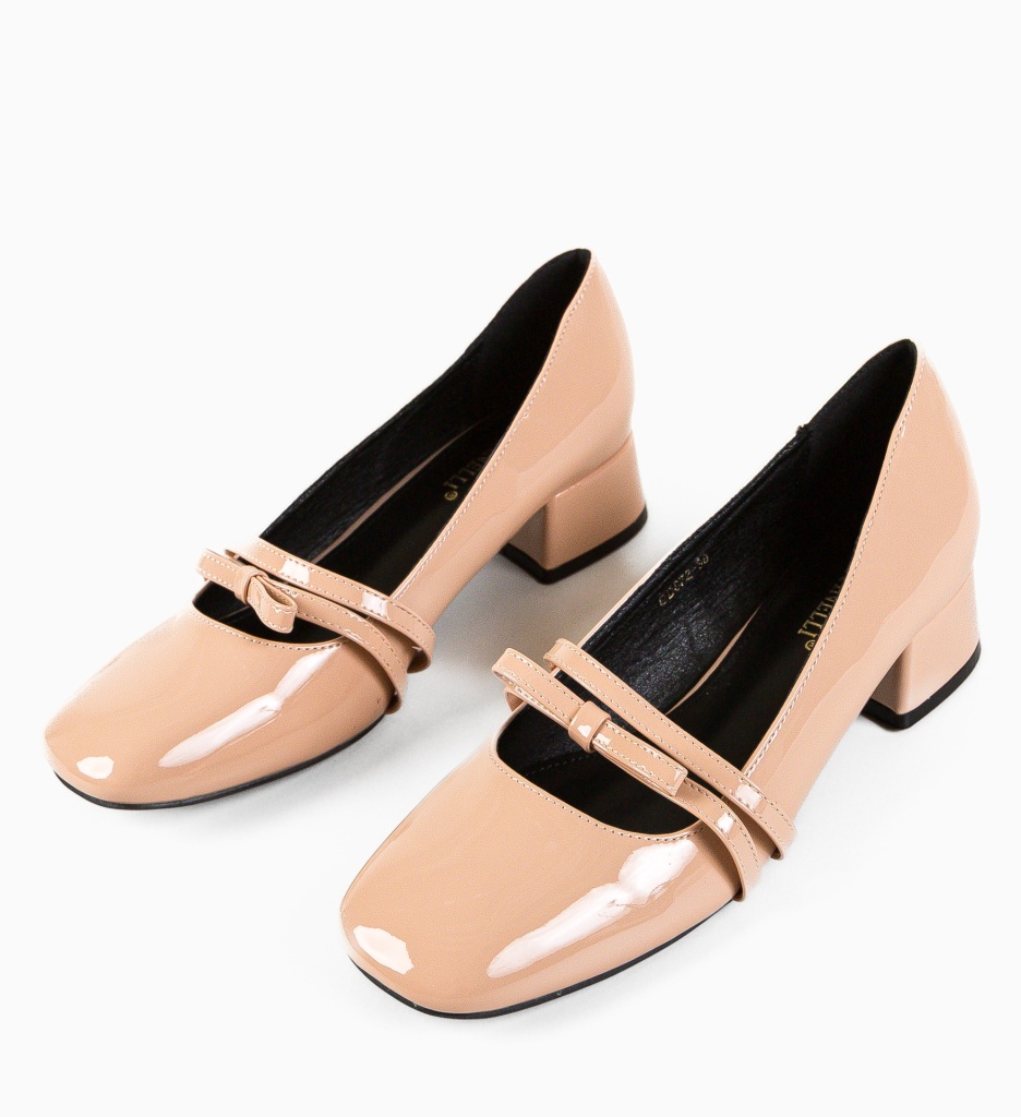 Pantofi dama Tospe Bej cu toc elegant - imagine 7