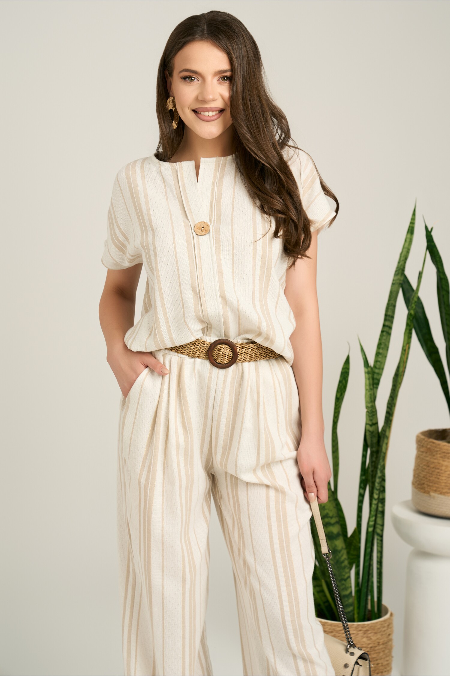 Bluza Ivory Bej Lejeră cu Bumbac și In