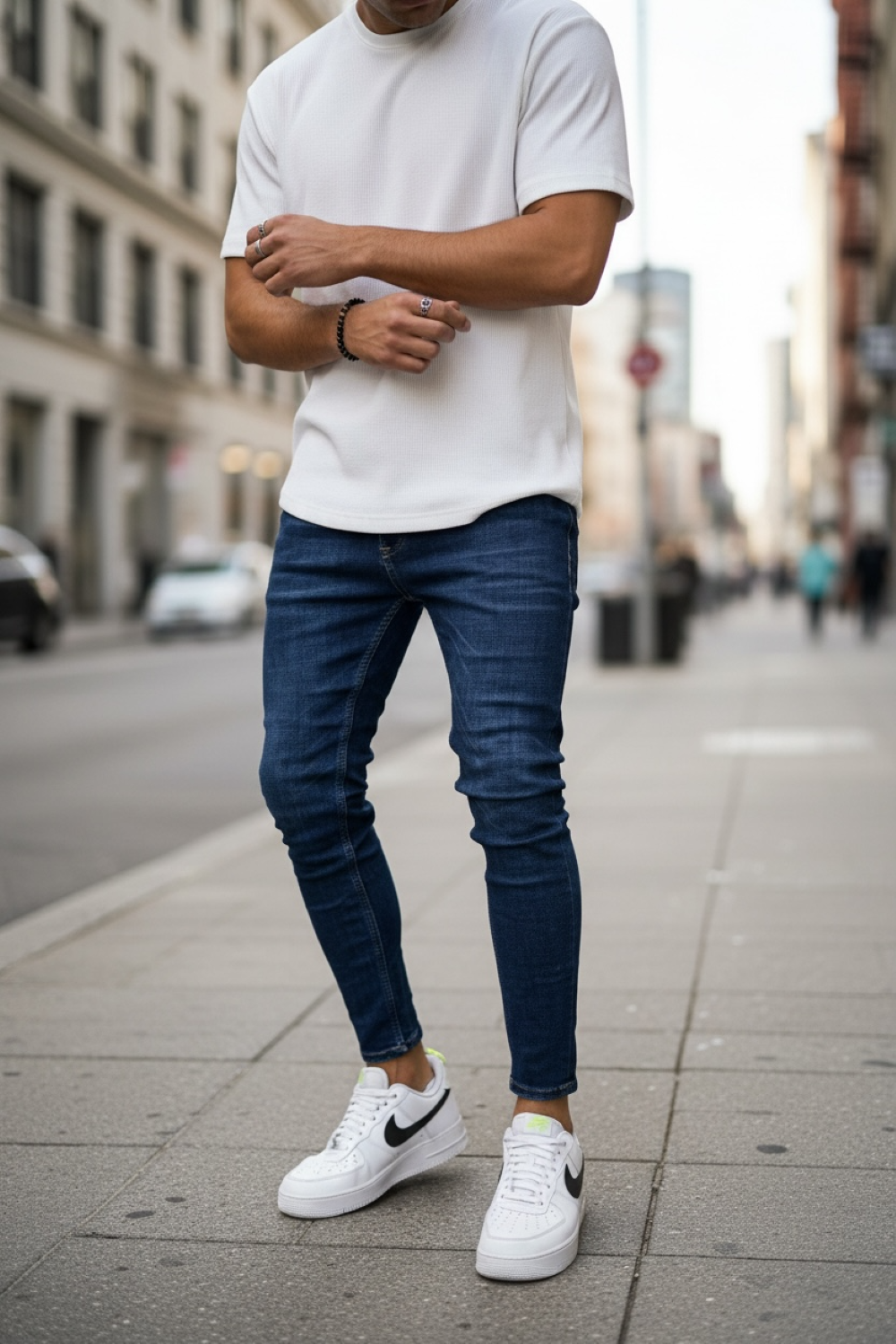 Blugi Barbati Conici Slim Fit cu Stretch - imagine 2