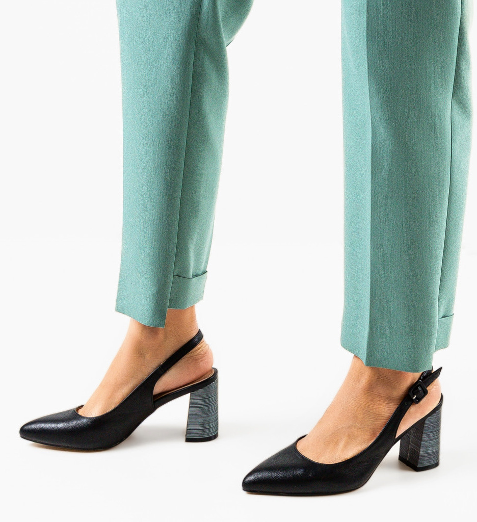 Pantofi cu Toc Soka Negri - Eleganță și Confort - imagine 2