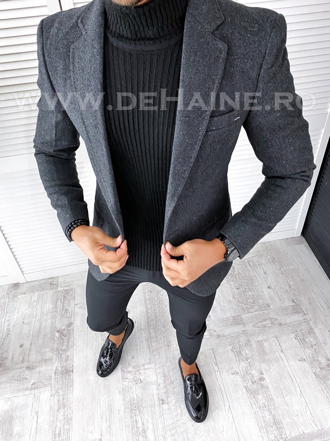 Sacou Barbati Slim Fit Gri Versatil