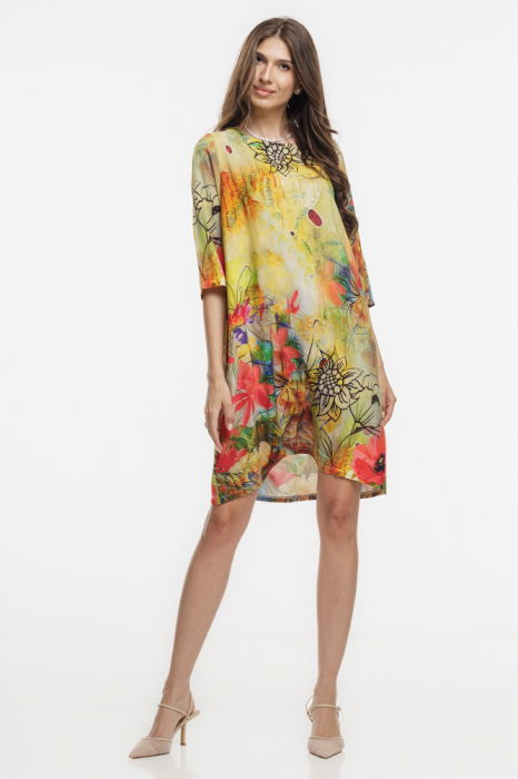 Rochie Midi Vâscosă Galbenă | Shopika