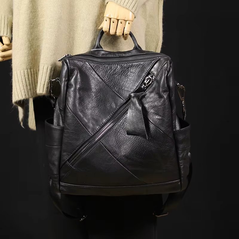Rucsac dama Elarin GT3642 din piele naturala, Negru - imagine 3
