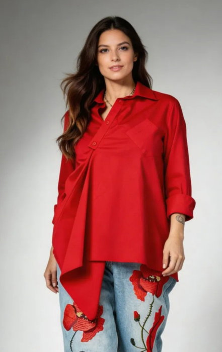 Cămăși Dama Rosie Wendy Trendy cu Drapaj Elegant