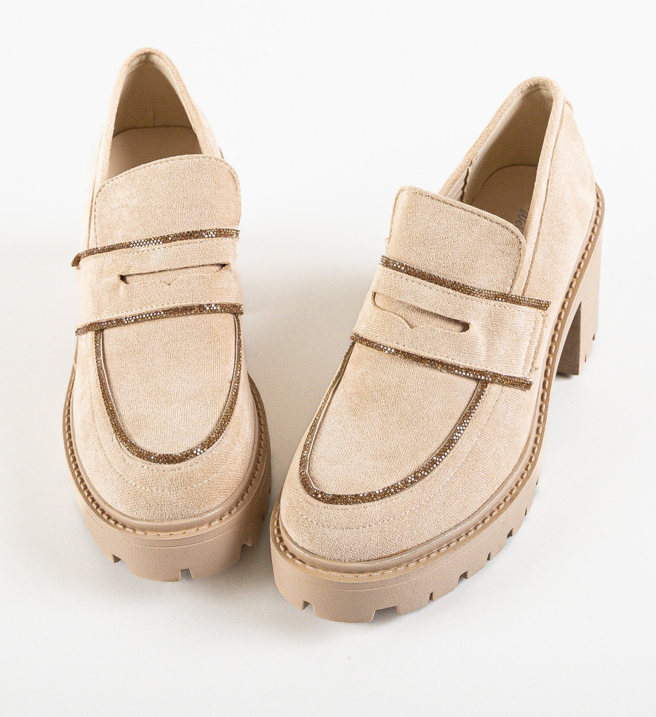 Pantofi Dama Mose Bej cu Toc | Eleganță și Stil - imagine 6