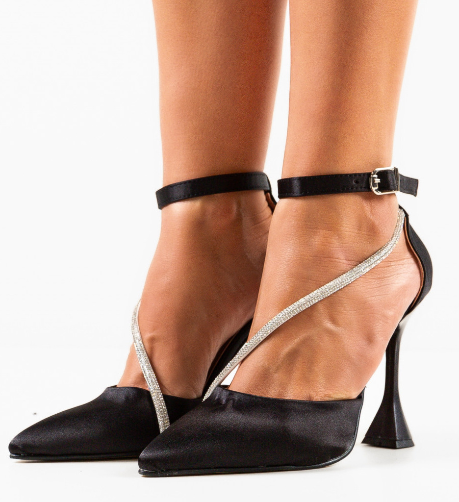 Pantofi dama Seray Negri cu Toc Eleganți - imagine 3