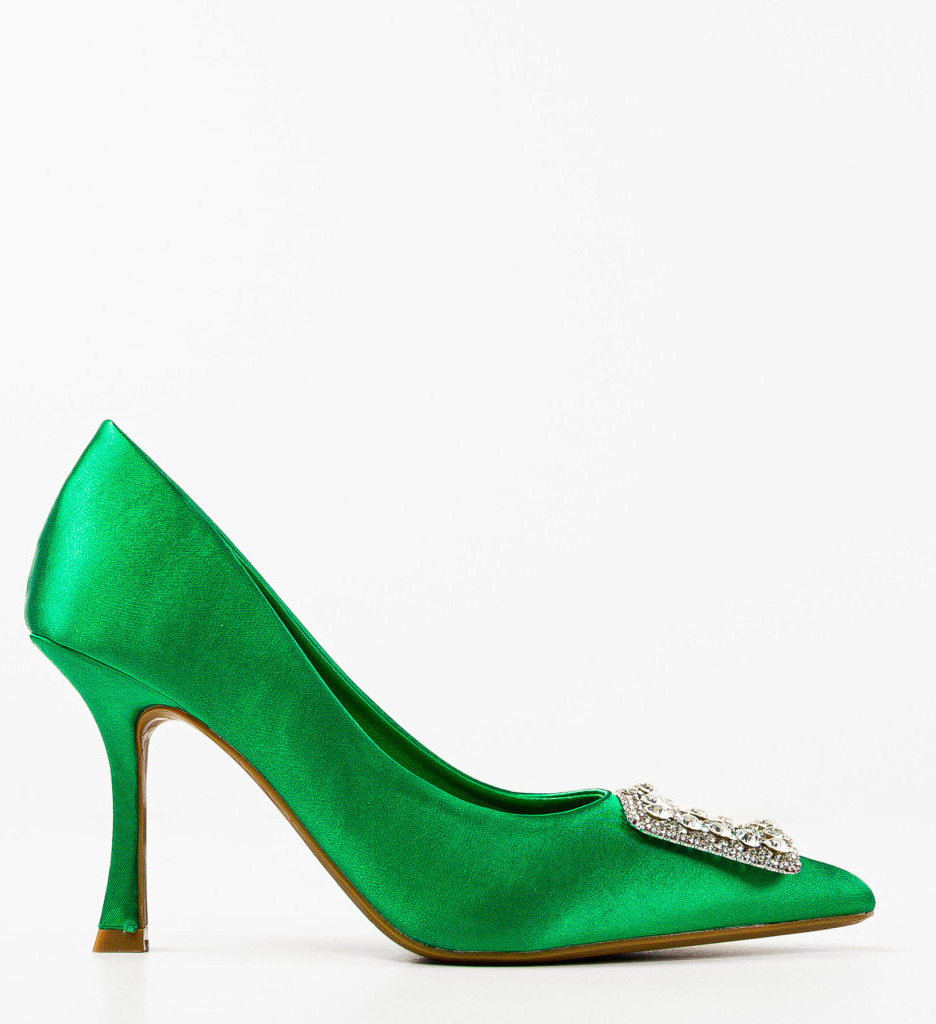 Pantofi Noor Verzi Eleganți cu Toc - imagine 4