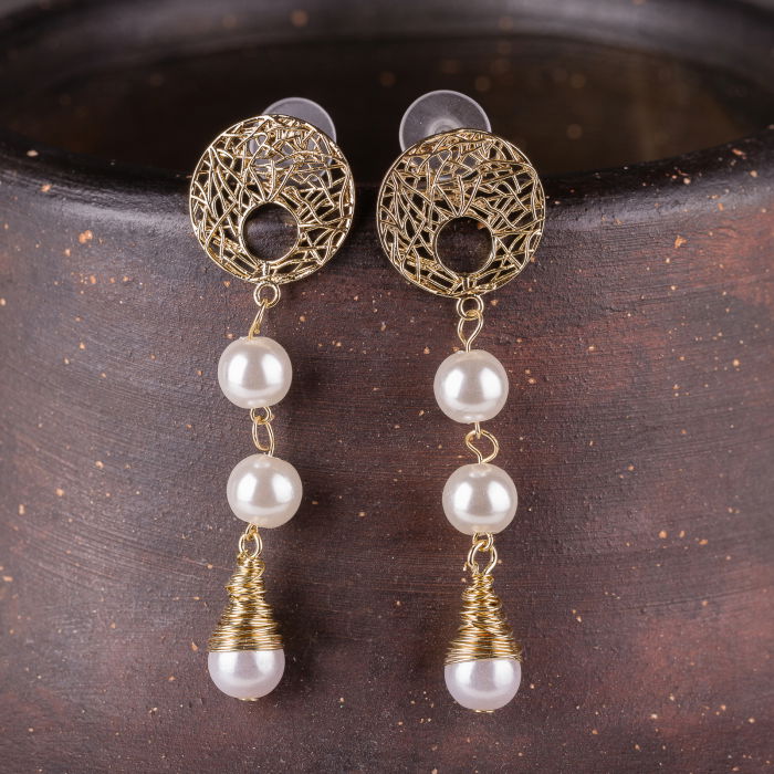 Cercei Shopika cu Perle - Eleganță Aurie