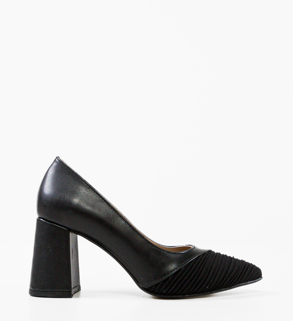 Pantofi Damande Negri Eleganți cu Toc - imagine 4